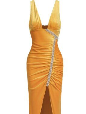 NWT Bella Barnett Hakula Diamante Slit Midi Dress